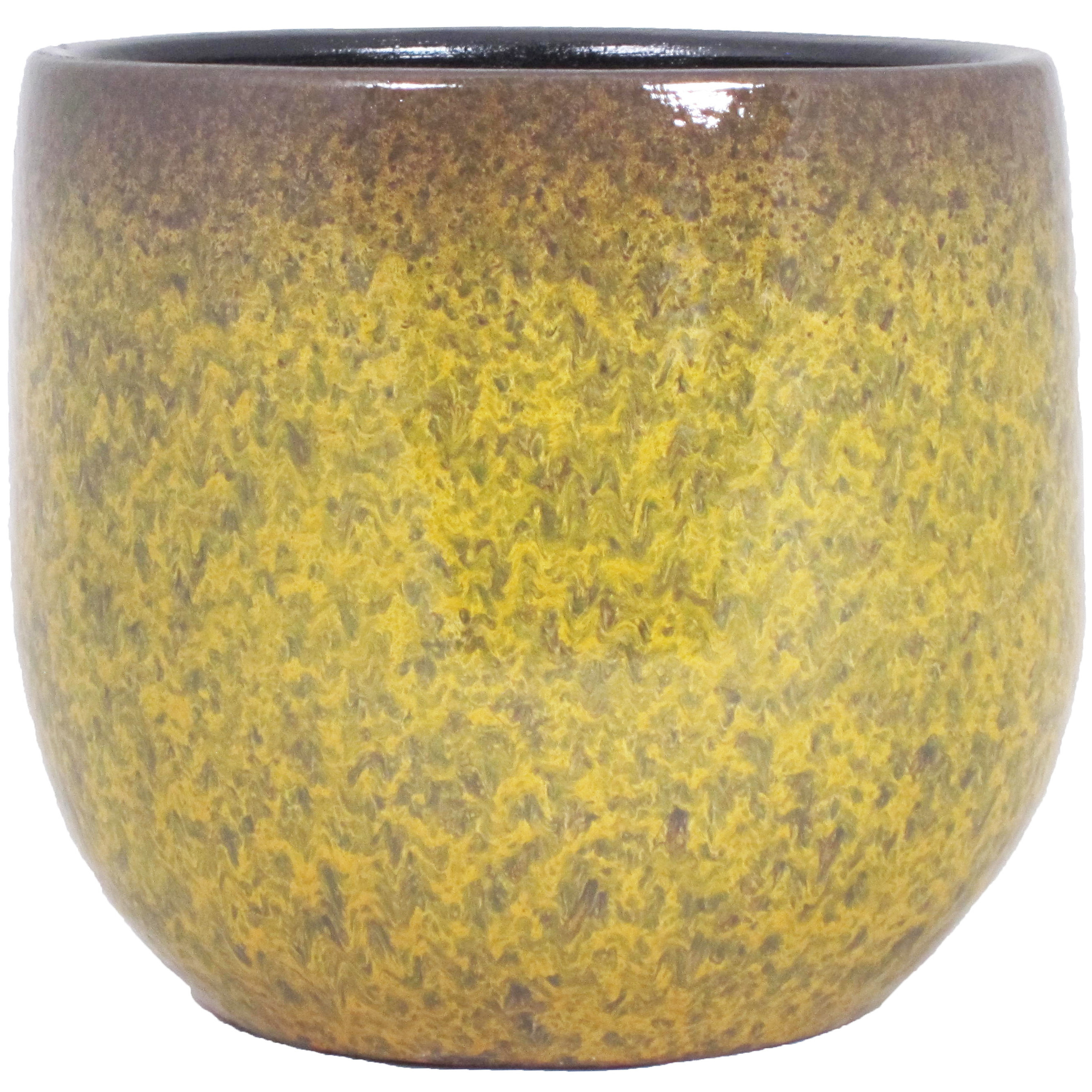 Floran Bloempot goud geel flakes keramiek voor kamerplant H17 x D19 cm -