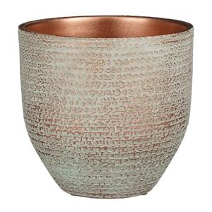 Mica Decorations Plantenpot/bloempot Carrie terracotta koper met flakes patroon - D20/H18 cm -