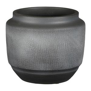 Mica Decorations Plantenpot/bloempot Aveiro terracotta zwart met relief patroon - D21/H17 cm -