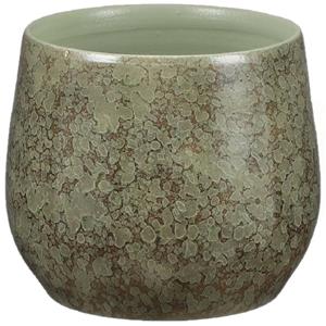 Mica Decorations Plantenpot/bloempot van terracotta in het groen shadow D19 en H17 cm -
