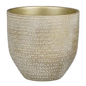 Mica Decorations Plantenpot/bloempot Carrie terracotta champagne met flakes patroon - D20/H18 cm -