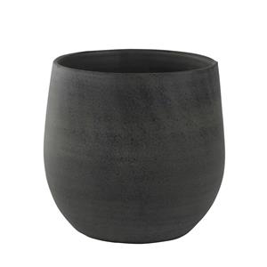 Ter Steege Plantenpot/bloempot in een strakke Modern design look grafiet Dia 22 cm en Hoogte 20 cm -