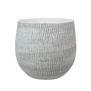 Ter Steege Plantenpot/bloempot in een strakke Modern design look wit/zwart Dia 22 cm en Hoogte 20 cm -