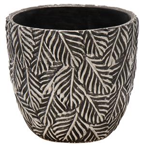 Mega Collections Plantenpot - keramiek - antraciet grijs/zilver - D22.5 cm -