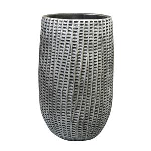 Ter Steege Bloempot/plantenpot hoog - binnen - zwart/metaal - D15/H24 cm - cement -