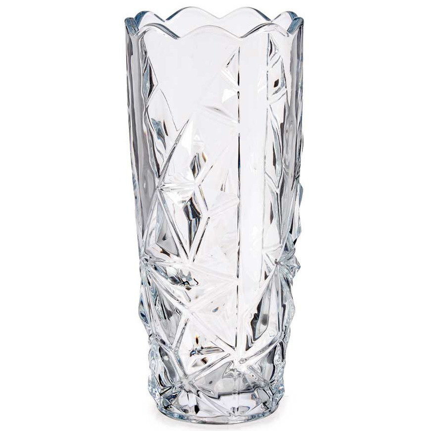 Giftdecor Bloemenvaas diamant relief 8 x 19,5 cm van glas -
