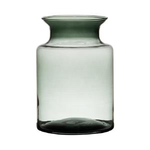 Hakbijl Glass Grijze/transparante melkbus vaas/vazen van glas 20 cm -