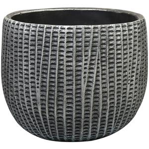 Ter Steege Bloempot/plantenpot - binnen - zwart/metaal - D21/H17 cm - cement -