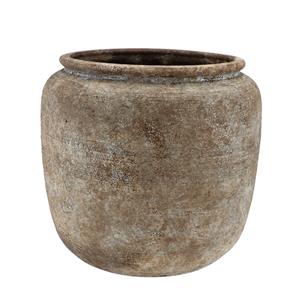 DK Design Bloempot kruik model Batu - zandkleur - D30 x H27 cm - rustiek -