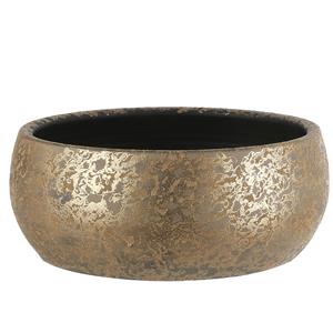 Mica Decorations Bloempot schaal keramiek voor kamerplanten goud 15 x cm -
