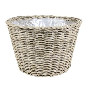 Ter Steege Plantenpot/bloempot van gevlochten kunststof diameter 45 cm en hoogte 31 cm beige -