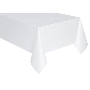 PartyDeco Tafelkleed/tafellaken - wit - 180 x 300 cm - polyester -