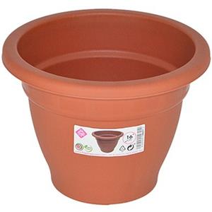 Hega Hogar Terra cotta kleur ronde plantenpot/bloempot kunststof diameter 16 cm -