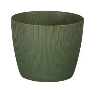 Mica Decorations Plantenpot/bloempot kunststof donkergroen ribbels patroon - D14/H14 cm -