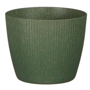 Mica Decorations Plantenpot/bloempot kunststof donkergroen ribbels patroon - D15/H13 cm -