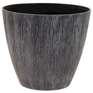 Mega Collections Plantenpot/bloempot - kunststof - donkergrijs - D18 x H16 cm -