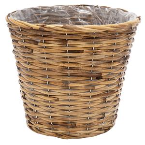 Mega Collections Planten/bloemen mand - rotan - lichtbruin - D17 x H14 cm -