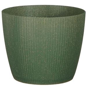 Mica Decorations Plantenpot/bloempot kunststof donkergroen ribbels patroon - D17,5/H15 cm -