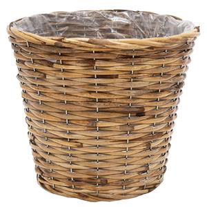 Mega Collections Planten/bloemen mand - rotan - lichtbruin - D19 x H16 cm -