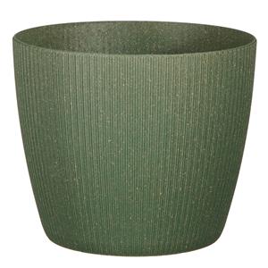 Mica Decorations Plantenpot/bloempot kunststof donkergroen ribbels patroon - D22/H22 cm -