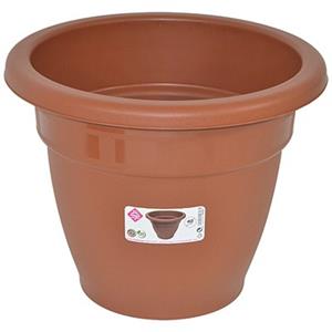 Hega Hogar Terra cotta kleur ronde plantenpot/bloempot kunststof diameter cm -