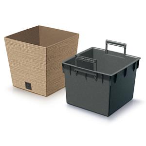 Prosperplast Plantenpot/bloempot - buiten - kunststof - lichtbruin - Eco wood look - D24 x H24 cm -