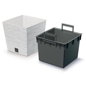 Prosperplast Plantenpot/bloempot - buiten - kunststof - wit - Eco wood look - D24 x H24 cm -