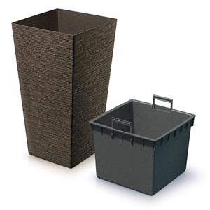 Prosperplast Plantenpot/bloempot - buiten - kunststof - koffie bruin - Eco wood look - D20 x H38 cm -