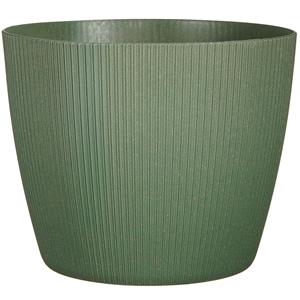 Mica Decorations Plantenpot/bloempot kunststof donkergroen ribbels patroon - D30/H30 cm -