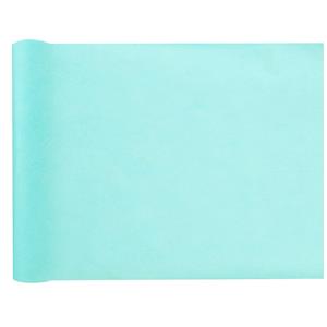 Tafelloper op rol - polyester - azuurblauw - 30 cm x 10 -