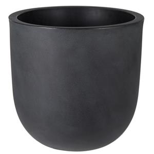 Mega Collections Plantenpot/bloempot - kunststof - zwart - dubbelwandig - D36 x H34 cm -