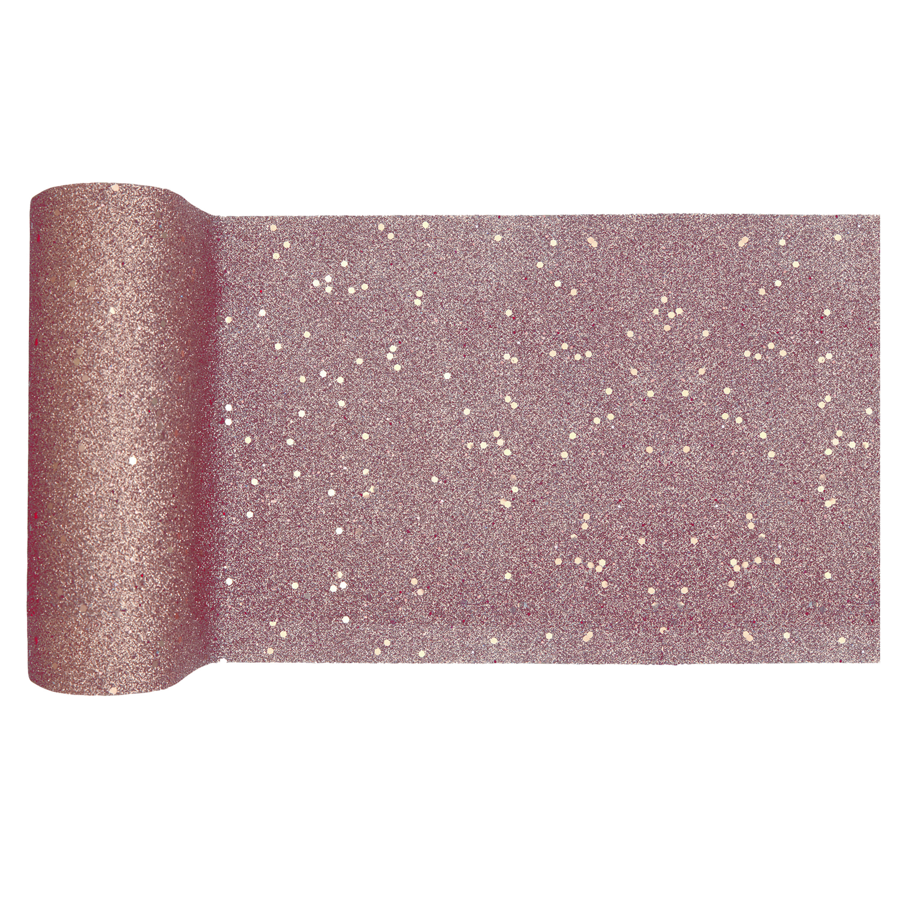 Santex Tafelloper op rol - rose goud glitter - 18 x 500 cm - polyester -