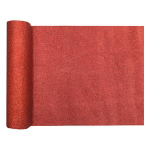 Santex Tafelloper op rol - rood glitter - 28 x 300 cm - polyester -