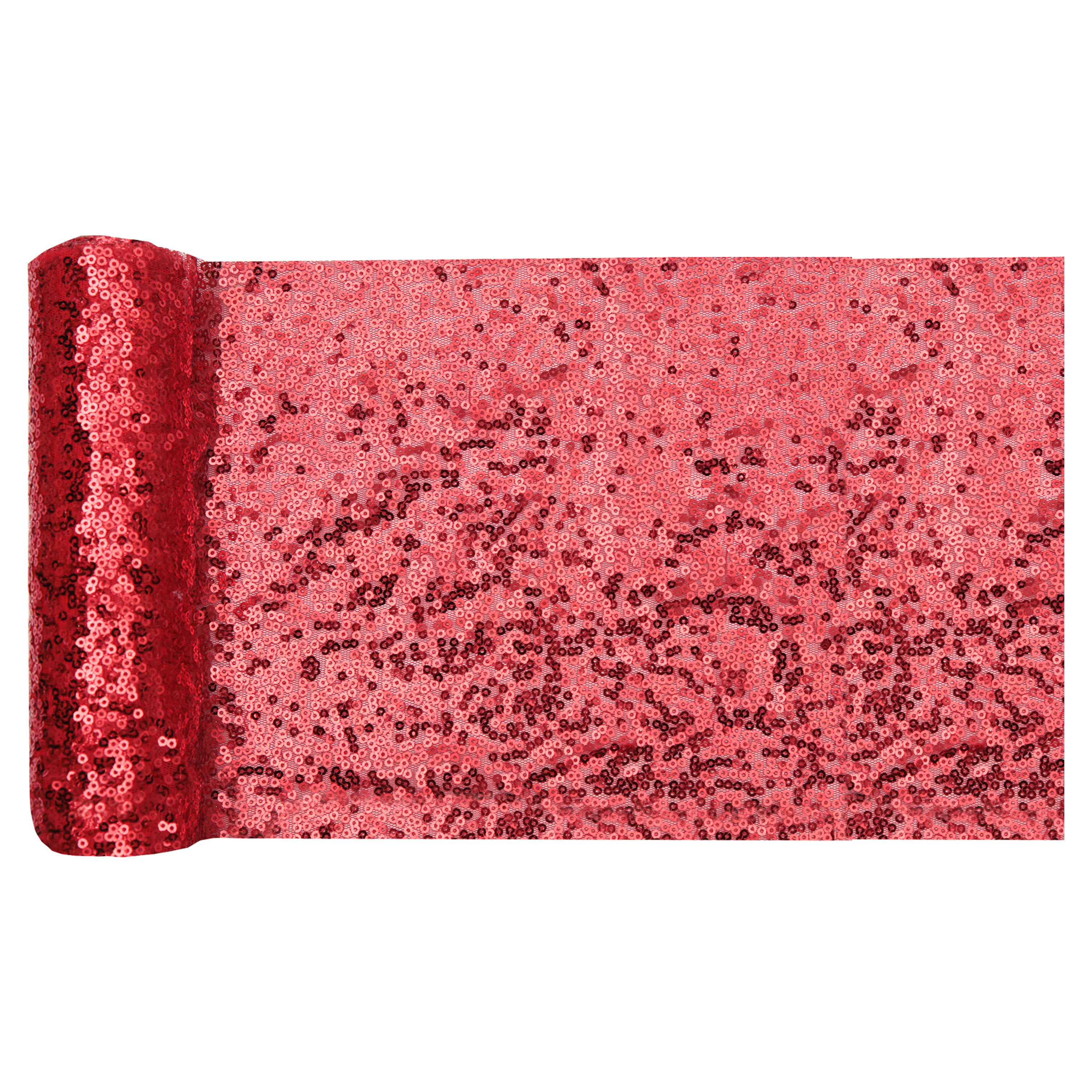 Santex Tafelloper op rol - polyester - rood pailletten - 30 x 300 cm -