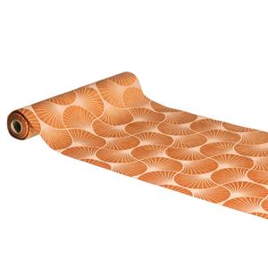 Chaks Tafelloper op rol - ginkgo print - terracotta - 28 x 300 cm - polyester -