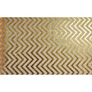 Chaks Jute tafelloper - 28 x 500 cm - beige met gouden visgraat geborduurd? -