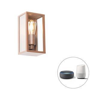 qazqa Smarte Wandleuchte rostbraun 26 cm IP44 inkl. wlan ST64 - Charlois - Rostbraun