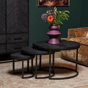 Het Steigerhouthuis Salontafel Triole All Black | Set van 3