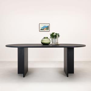 STALUX Ovale Eettafel Noa 200 x 90cm - zwart eiken - Ovaal