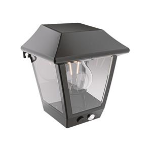 HOFTRONIC™ Cairo - Solar Wandlamp - met PIR bewegingssensor - 3000K warm witte lichtbron - IP44 waterdicht - Zwart - Tuinverlichting - Buitenlamp