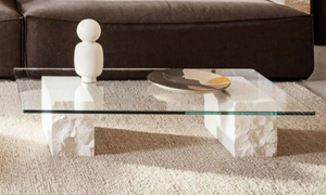 Ferm Living Mineral Coffee Table Marble/Glass - Tweedehands
