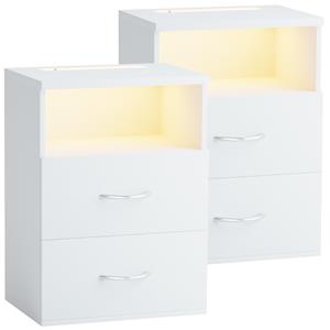 Casaria Nachtkastje Jamie Set van 2 Wit 55x40x28cm