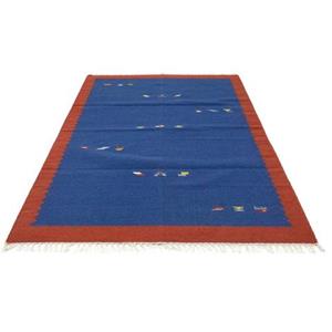 morgenland Wollteppich "Kelim Teppich handgewebt blau", rechteckig