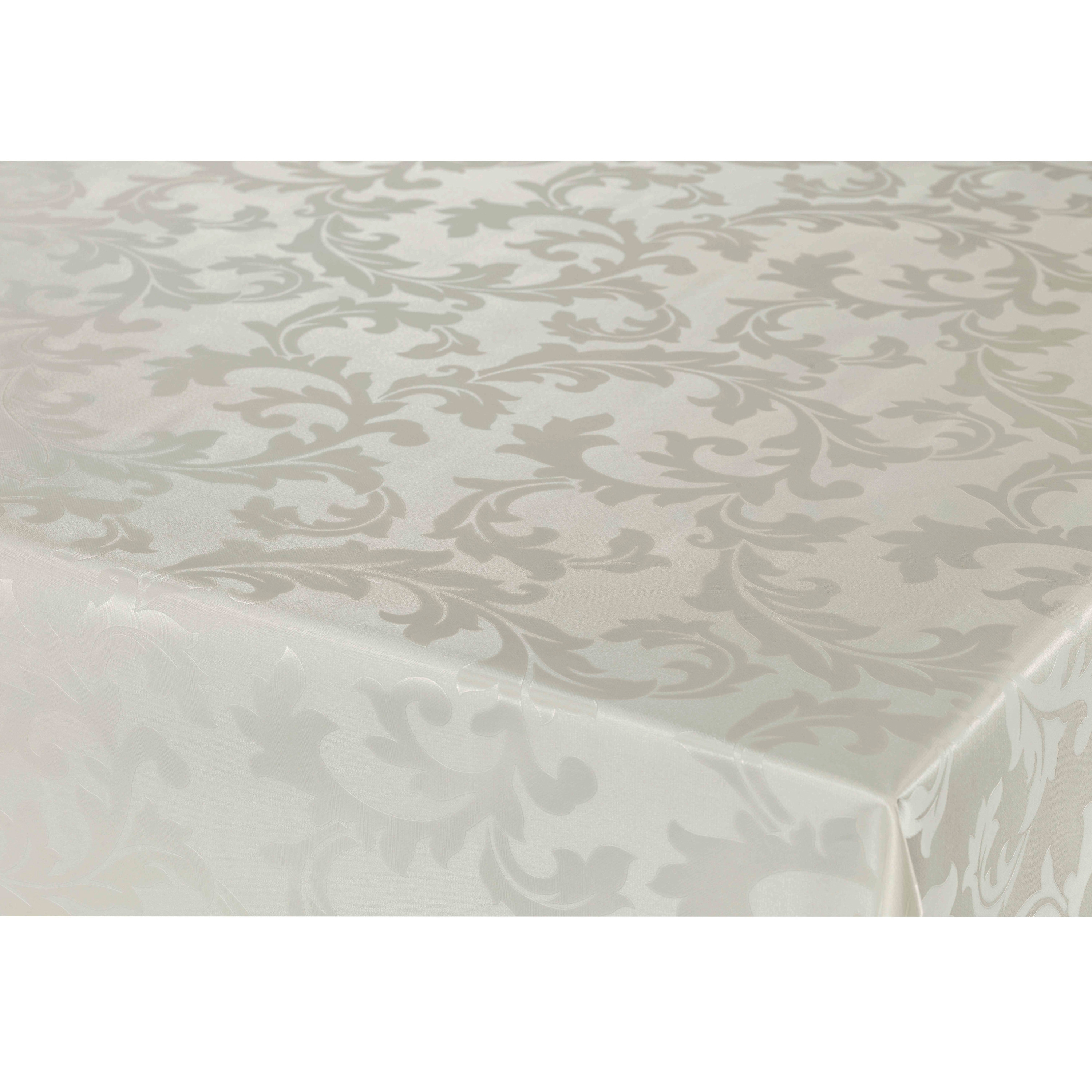 Bellatio Design Tafelzeil/tafelkleed Damast licht beige barok krullen print x 300 cm -