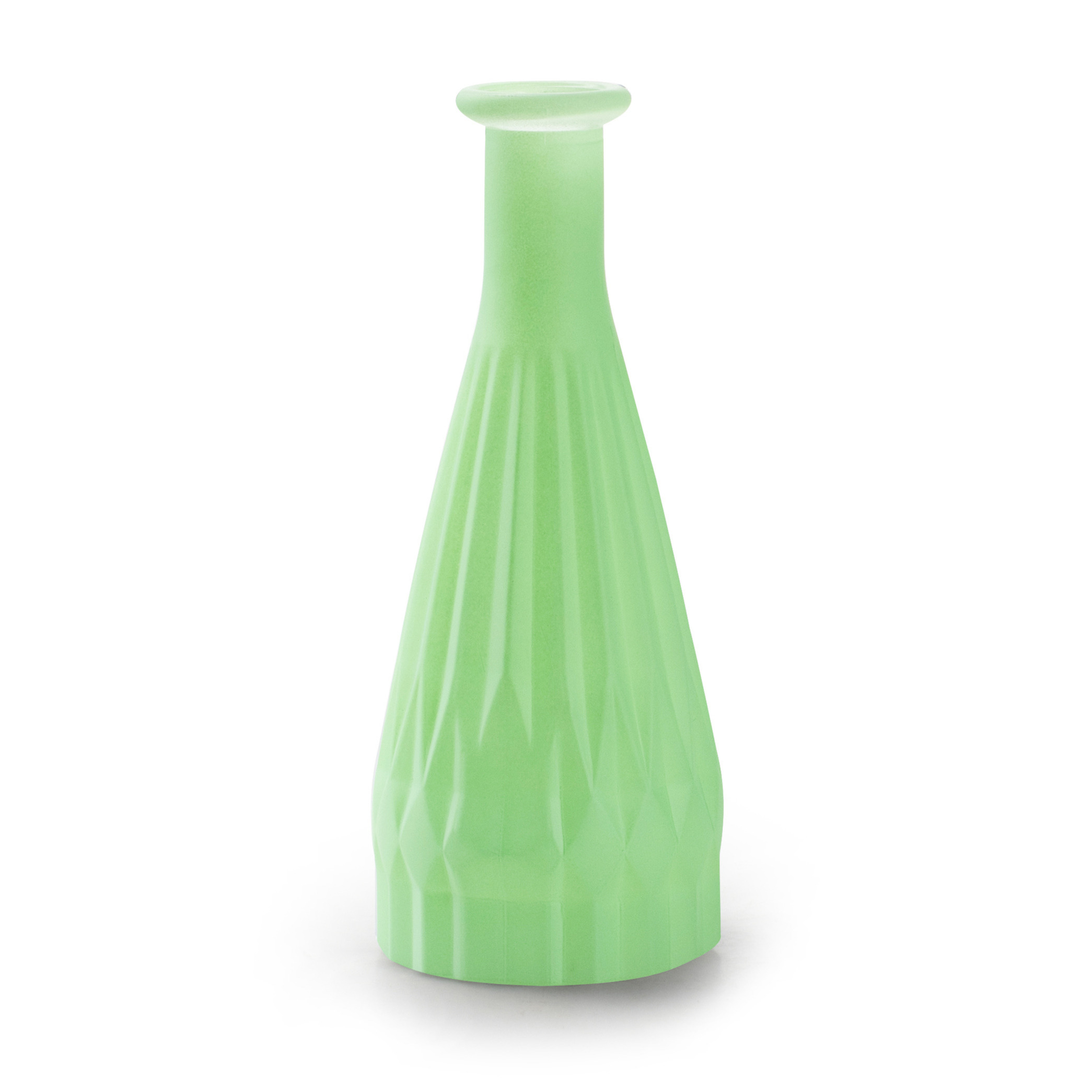 Jodeco Bloemenvaas Patty - mat groen - glas - D8,5 x H21 cm - fles vaas -
