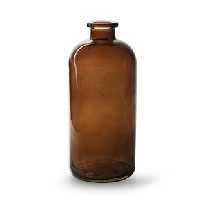 Jodeco Bloemenvaas Jardin - transparant bruin glas - D11 x H25 cm - flesvaas -