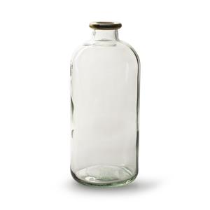 Jodeco Bloemenvaas Jardin met gouden rand - helder transparant glas - D11 x H25 cm - flesvaas -