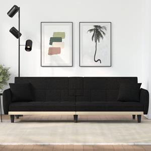 vidaXL Sofa Schlafsofa mit Getränkehaltern Schwarz Stoff