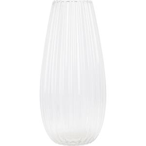 Home & Styling Bloemenvaas - Felicia - glas met streep relief - transparant - D17 x H37 cm -