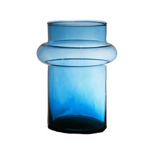 Hakbijl Glass Bloemenvaas Luna - transparant blauw - eco glas - D15 x H20 cm - cilinder vaas -